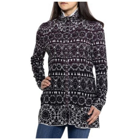 Icelandic Design Zayn Full Zip Sweater Cardigan Merino Wool Blend Size Medium - Picture 1 of 8